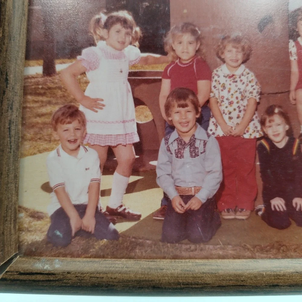 Lot of 2 Vintage 1970s/1980s Kindergarten / Preschool Class Photographs in Frame